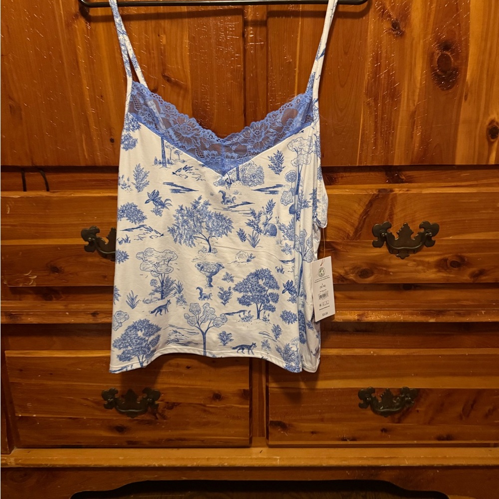 Blue and White Knit Cami Tap Set Size Large 12-14! NWT - Picture 6 of 7
